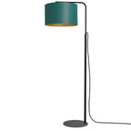 lampa podł. Arden ramię, black, cylinder shade dia 400, h 250 green/gold 1xE27