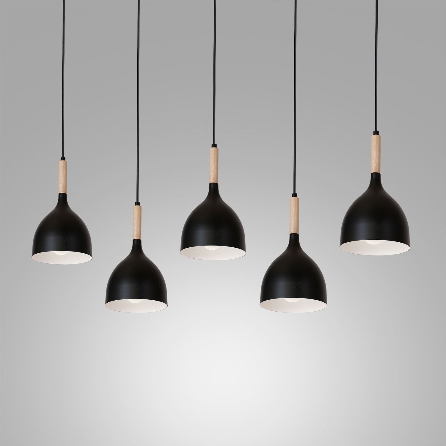 żyrandol line Noak wood black/natural wood 5xE27