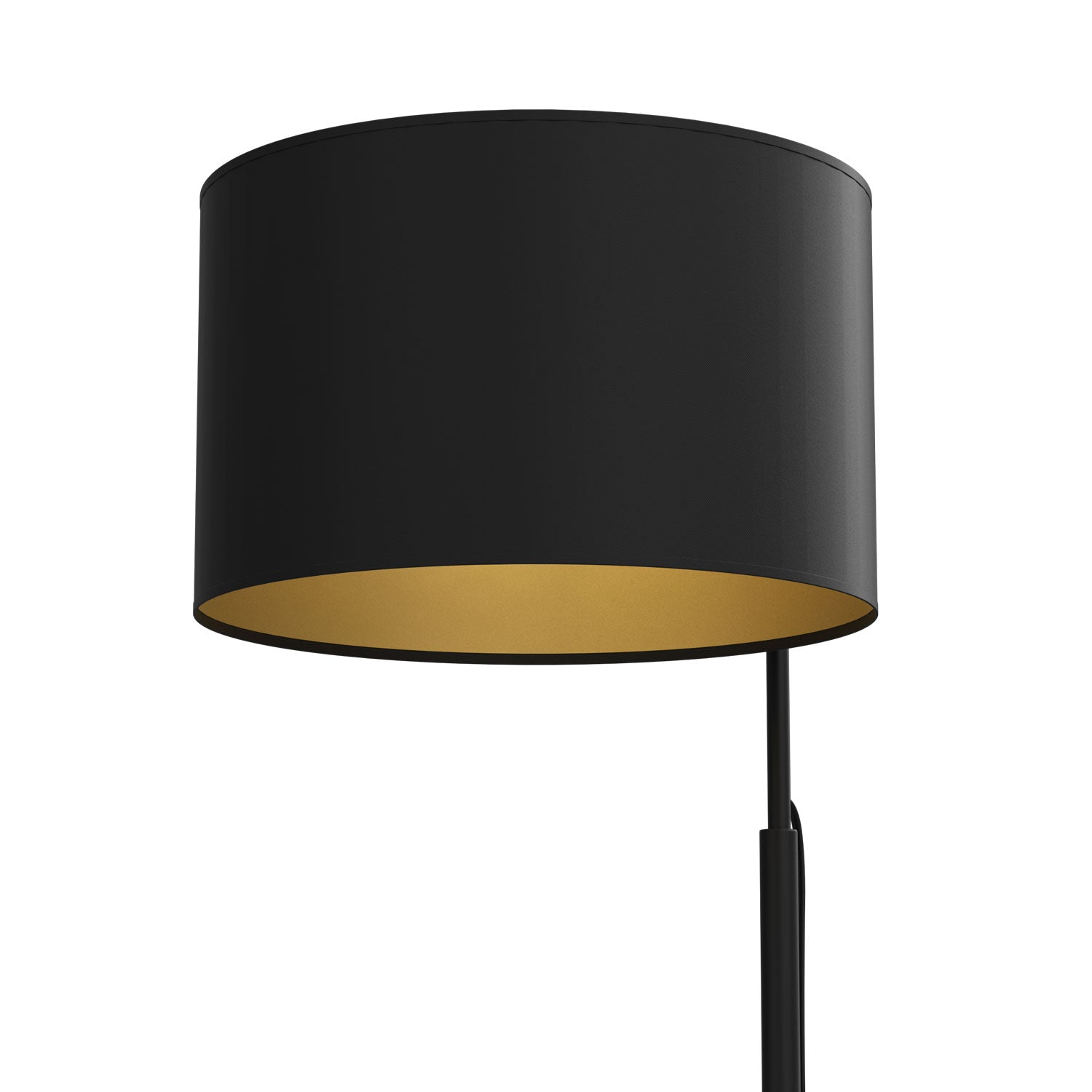 lampa podł. Arden ramię, black, cylinder shade dia 400, h 250 black/gold 1xE27