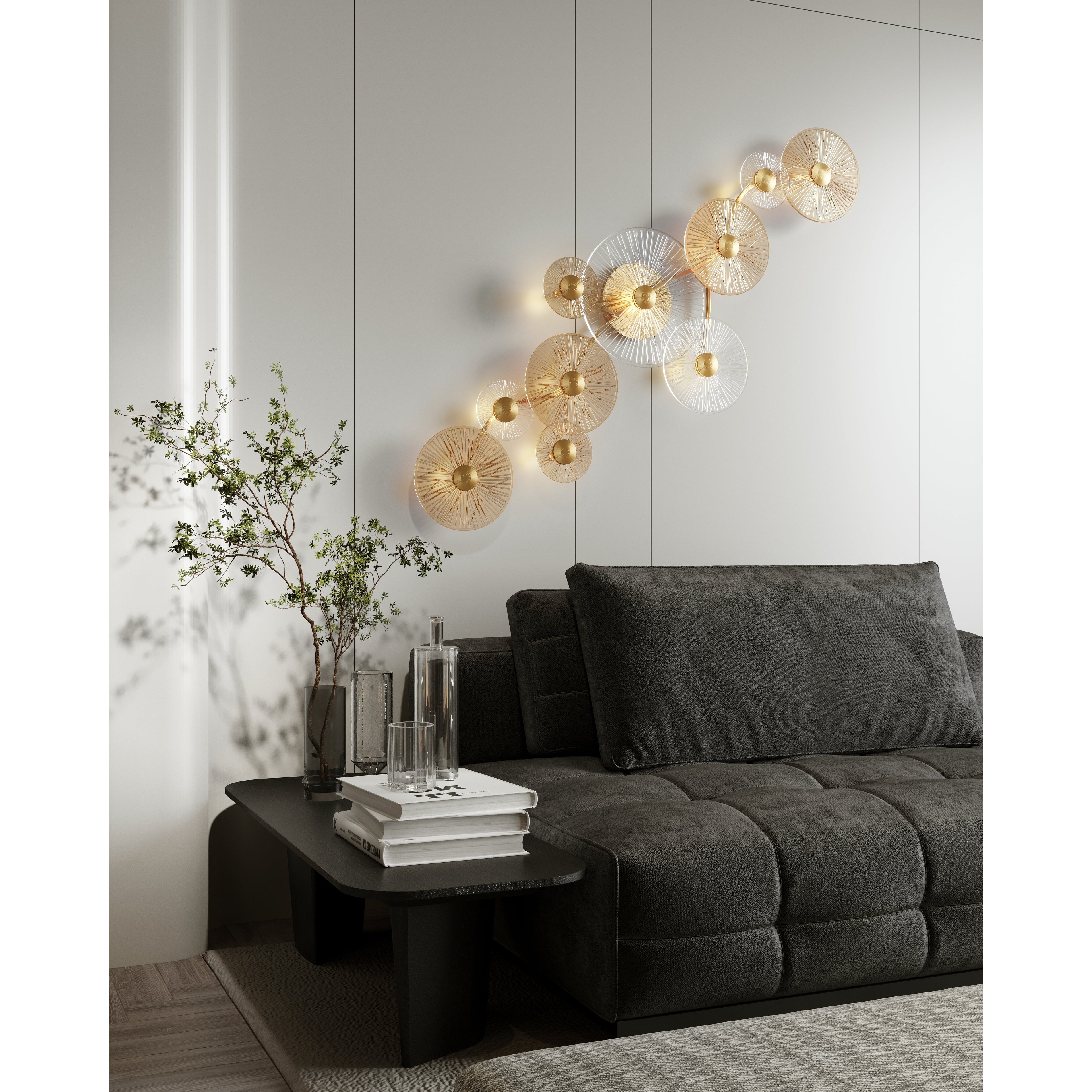 Maxlight Kinkiet Allure 10l - Metal + szkło - Złoty matowy W0354