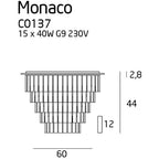 Maxlight Plafon Monaco 60cm - Metal + szkło - Chrom C0137