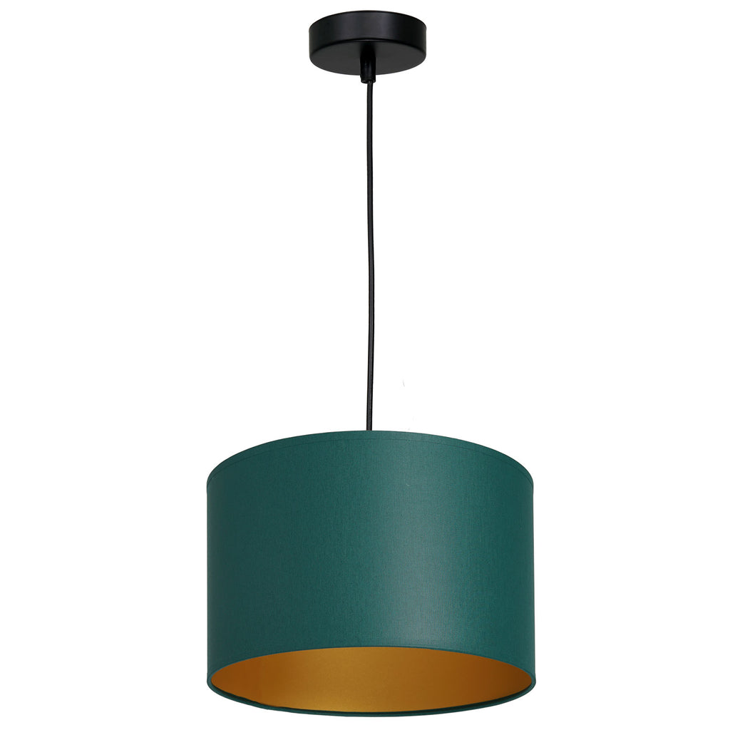 żyrandol Arden black, cylinder shade dia 250, h 170 green/gold 1xE27