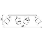 spot Rattan line bar 600 black, shade dia 100, h 100, 4xE27