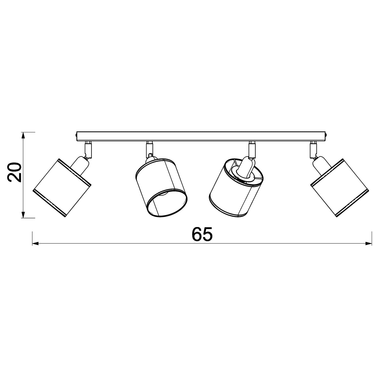 spot Rattan line bar 600 black, shade dia 100, h 100, 4xE27
