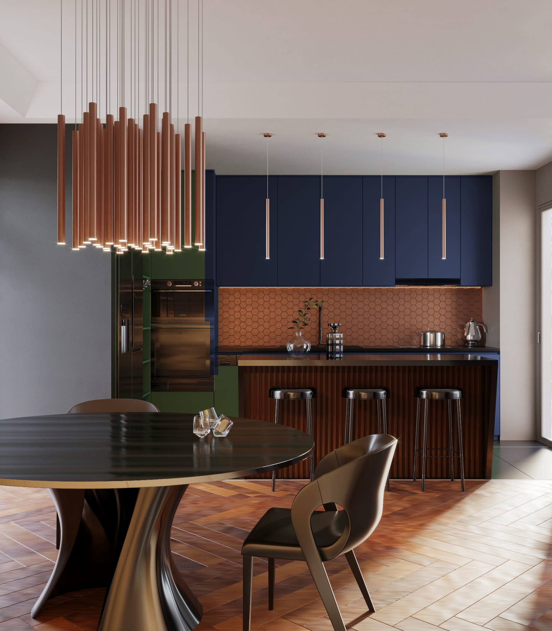 Maxlight Lampa wisząca Organic I - Metal + akryl - Miedź P0171