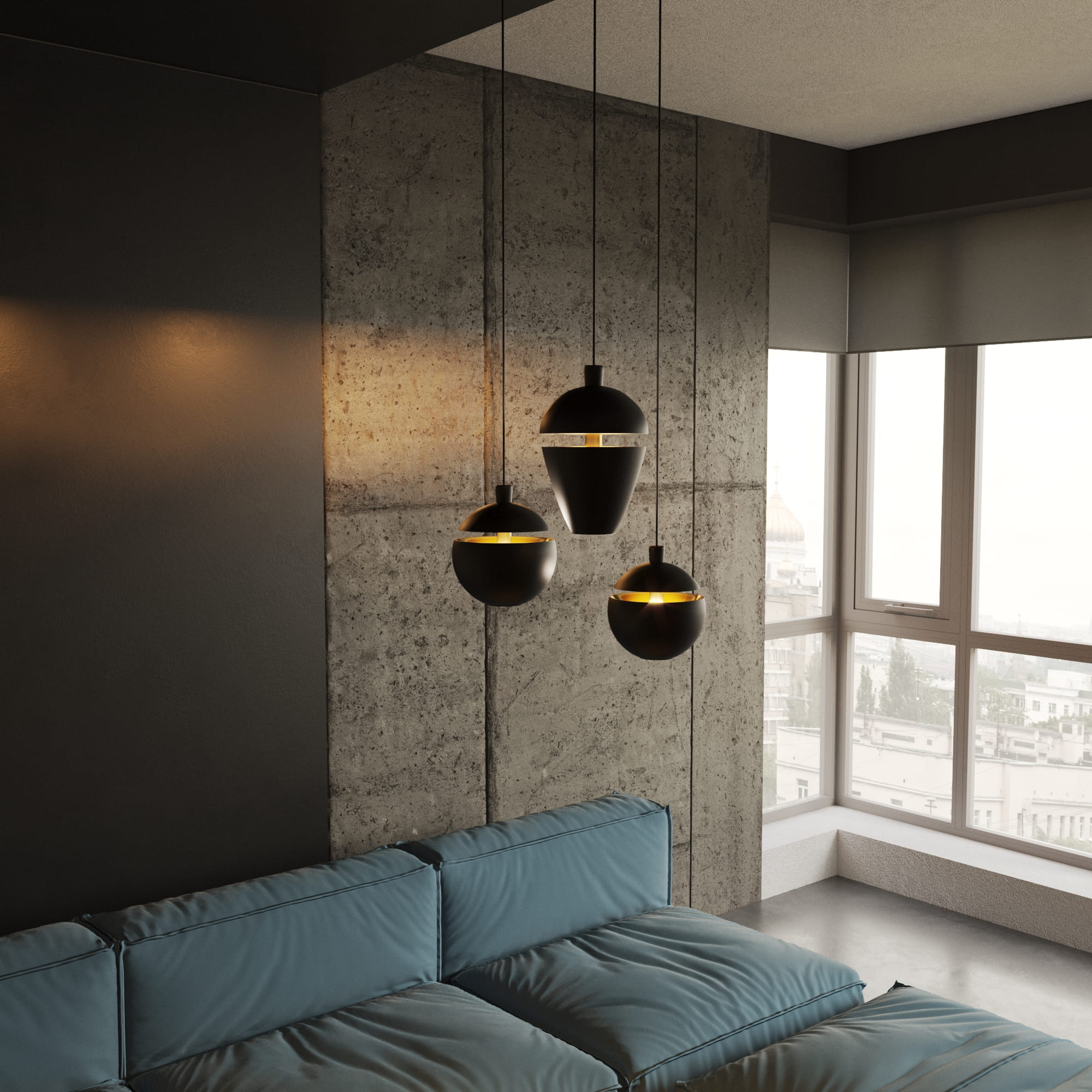 Maxlight Lampa wisząca Cometshine - Aluminium + akryl - Czarny + złoty P0472