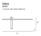Maxlight Kinkiet Sabre - Metal + akryl - Czarny W0281