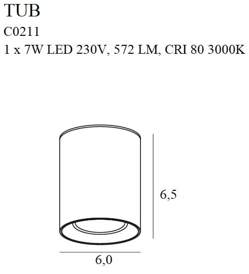 Maxlight Oprawa natynkowa Tub + Pierścień ozdobny RC0155/C0156 - Metal - Czarny C0211