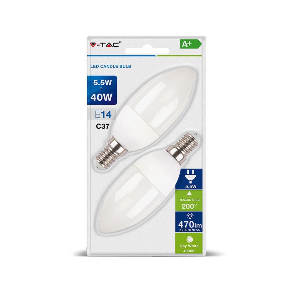 5.5W C35 Żarówka LED / Barwa:2700K / Blister 2 szt. / Trzonek E14